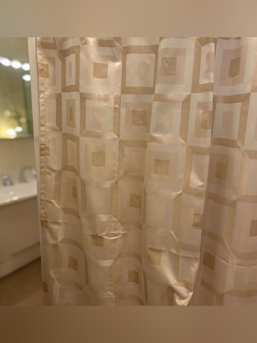 Croscill Home Metro Metal Gold Shower Curtain Geometric Shiny Squares Fabric